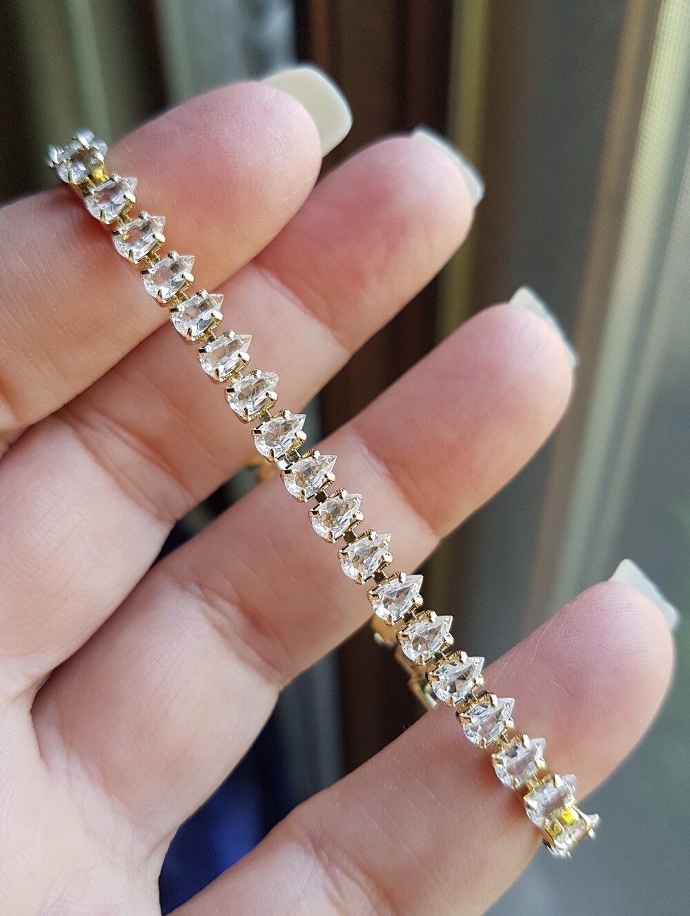 Swarovski Elements Yellow Gold Plated Teardrop Tennis Bracelet NEW